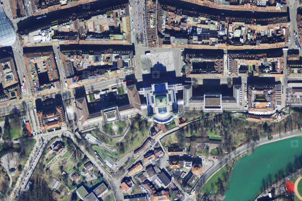 Bern, Luftbild Bundeshaus