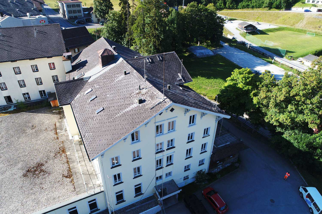 Churwalden, Aufnahmen Dachhöhen Sporthotel Krone, HMQ AG