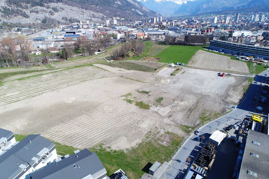 Chur GR, Areal Kleinbruggen, Digitales Geländemodell mit Drohne, HMQ AG