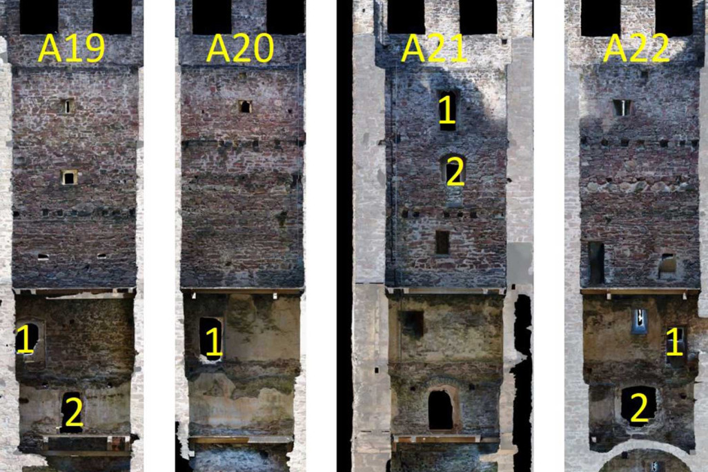 Sils i.D., Burg Campi, Wandansichten georeferenziert, HMQ AG