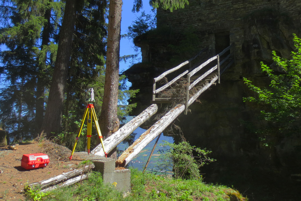 Vermessung Morsche Brücke, Burg Obertagstein Thusis