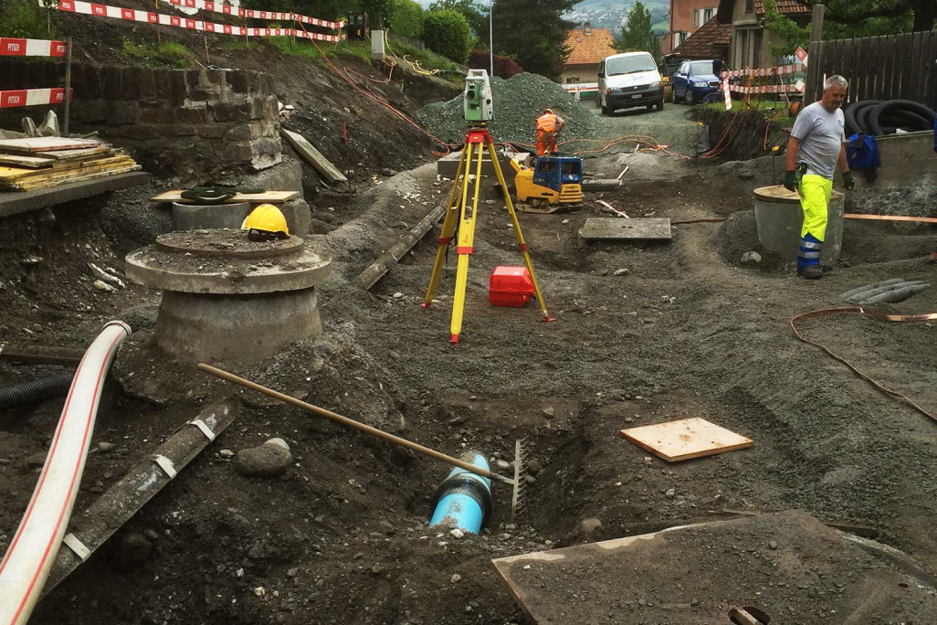 Vermessung Leitungskataster, Alte Strasse in Thusis, HMQ AG